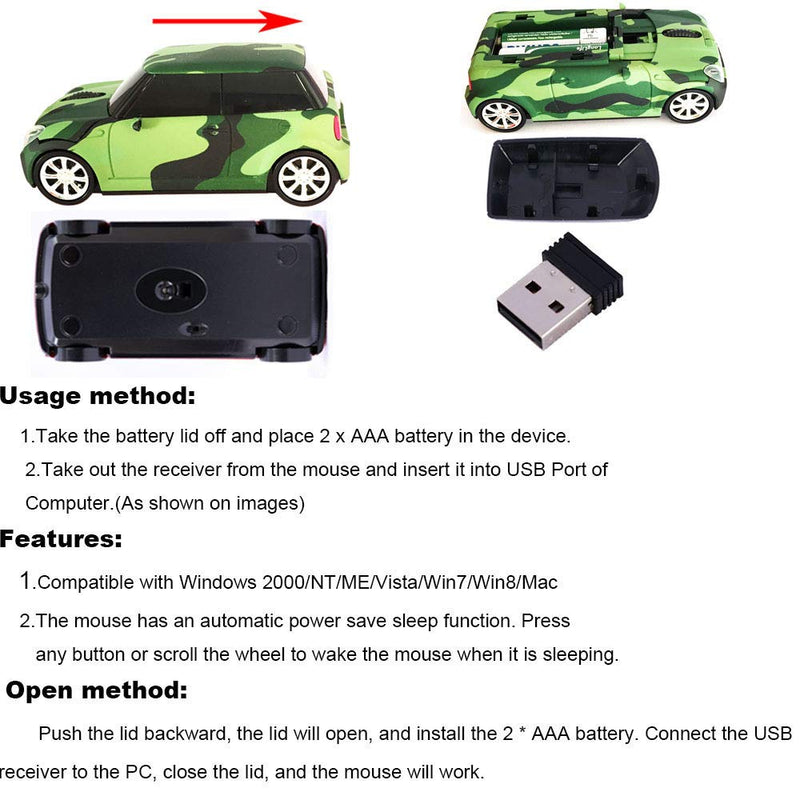[Australia - AusPower] - Jinfili Cool Style Car Wireless Mouse Ergonomic USB Gaming Mice for Desktop Laptop PC Notebook 
