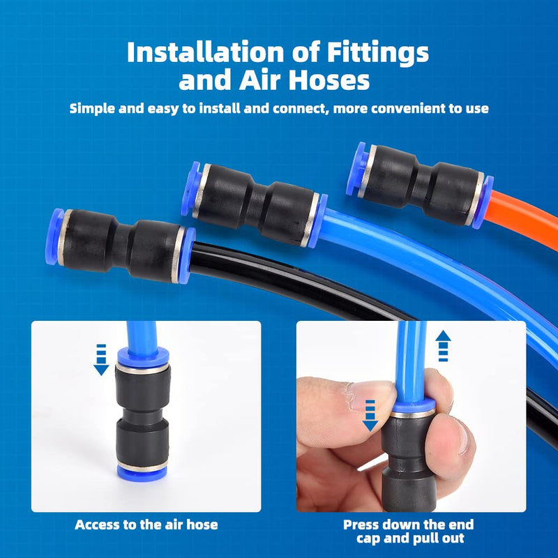 [Australia - AusPower] - CGELE 60Pcs Quick Connect Air Hose Fittings 5/32 1/4 5/16 3/8 1/2 inch Quick Release Pneumatic Push to Connect Fittings Kit Air Line Fittings for 5/32 1/4 5/16 3/8 1/2 inch Tube PU Kit(Inch) 