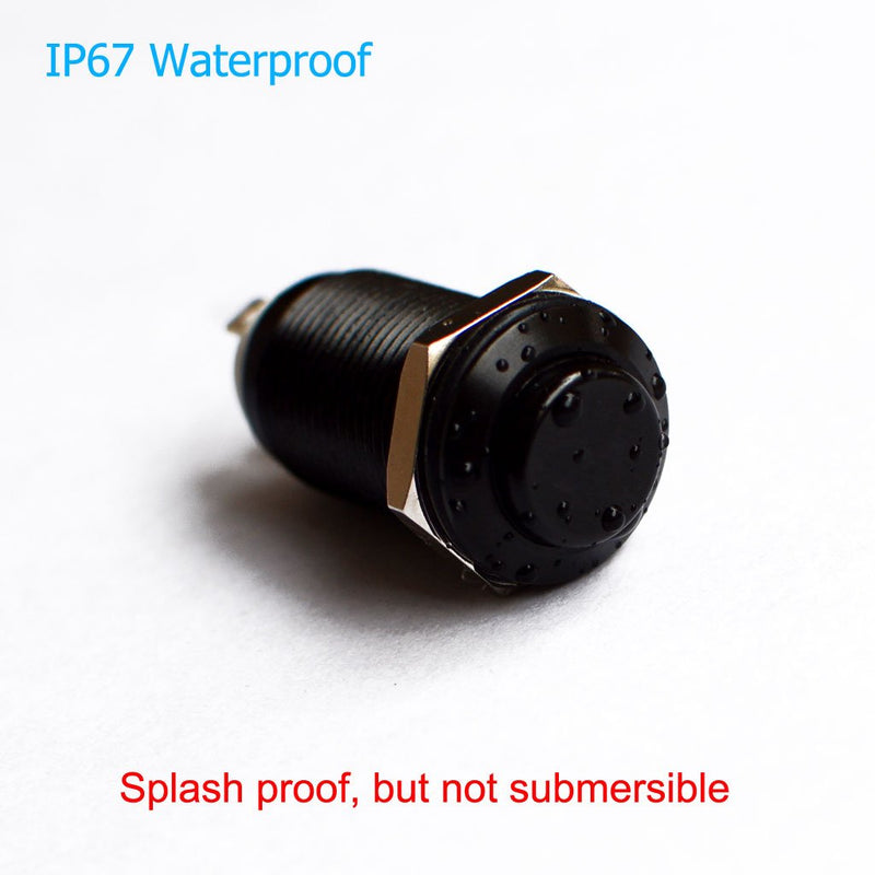 [Australia - AusPower] - Latching Push Button Switch, URTONE UR129, 1NO ON/Off DC/AC 36V 2A Aluminum Alloy Metal Shell Suitable for 12mm 1/2" Mounting Hole (Black) Black 