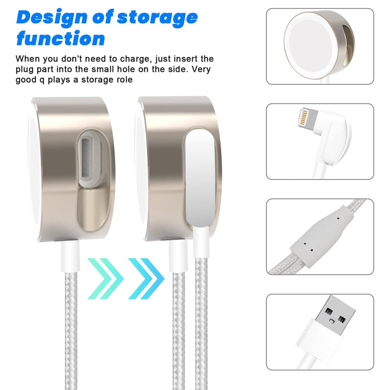 [Australia - AusPower] - 2 in 1 Nylon Braid for Apple Watch Charger 6.6ft/2m Lightning Cable with Fast iWatch Charger Series 8/7/SE/6/5/4/3/2/1 & USB C to Lightning Cable 14/13/12/11/Pro/Max/XR/XS, AirPods 