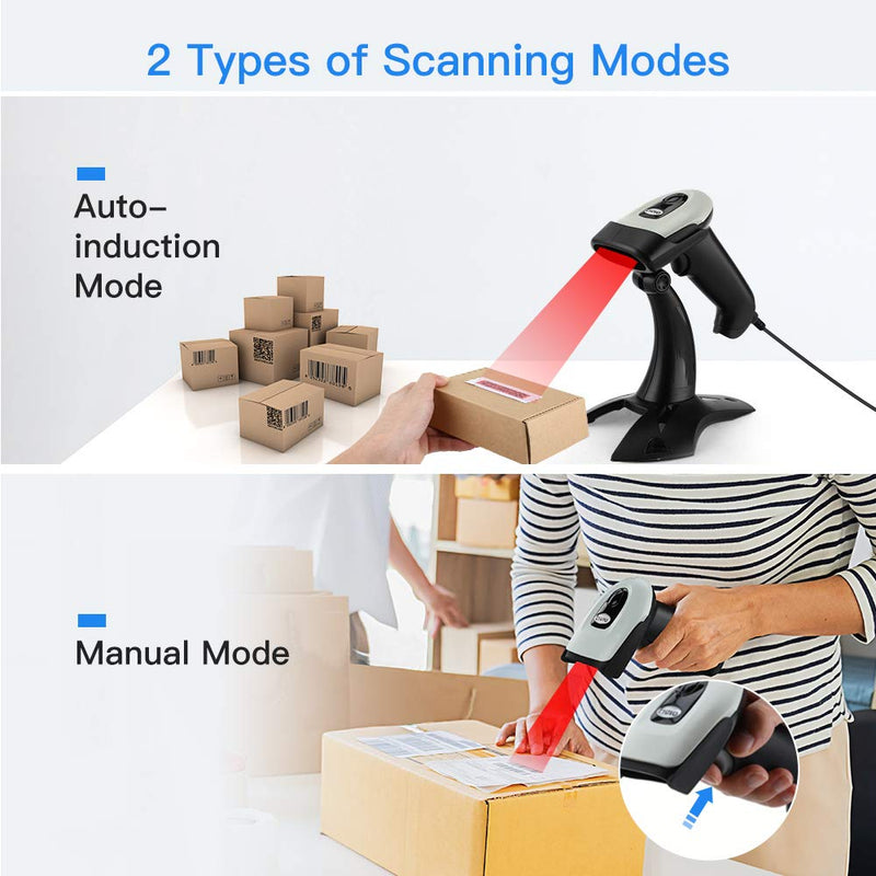 [Australia - AusPower] - Eyoyo Wireless 2D QR Barcode Scanner with Stand, Bluetooth & 2.4G Wireless & USB Wired Handheld Barcode Reader with 1D 2D Screen Scanning Auto Sensing Connect Smart Phone Tablet PC 