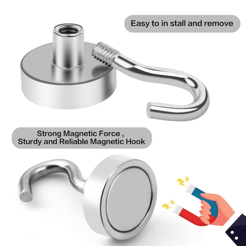[Australia - AusPower] - Magnetic Hooks,25lb Rare Earth Magnet Hook,New Upgraded for Home, Kitchen, Workplace, Office and Garage 10P Silver 