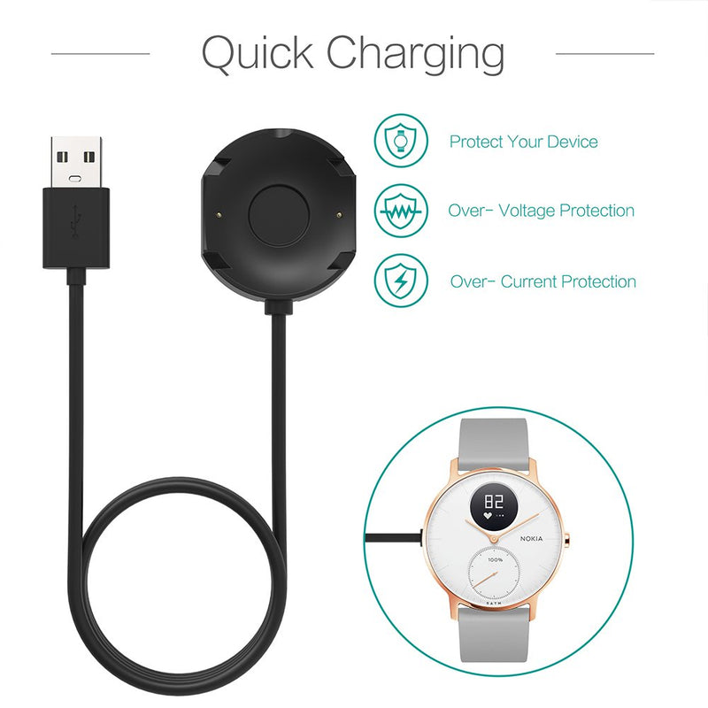 [Australia - AusPower] - TUSITA Charger Compatible with Withings Hybrid, Nokia Steel HR Smartwatch - USB Charging Cable 100cm - Fitness Tracker Accessories 