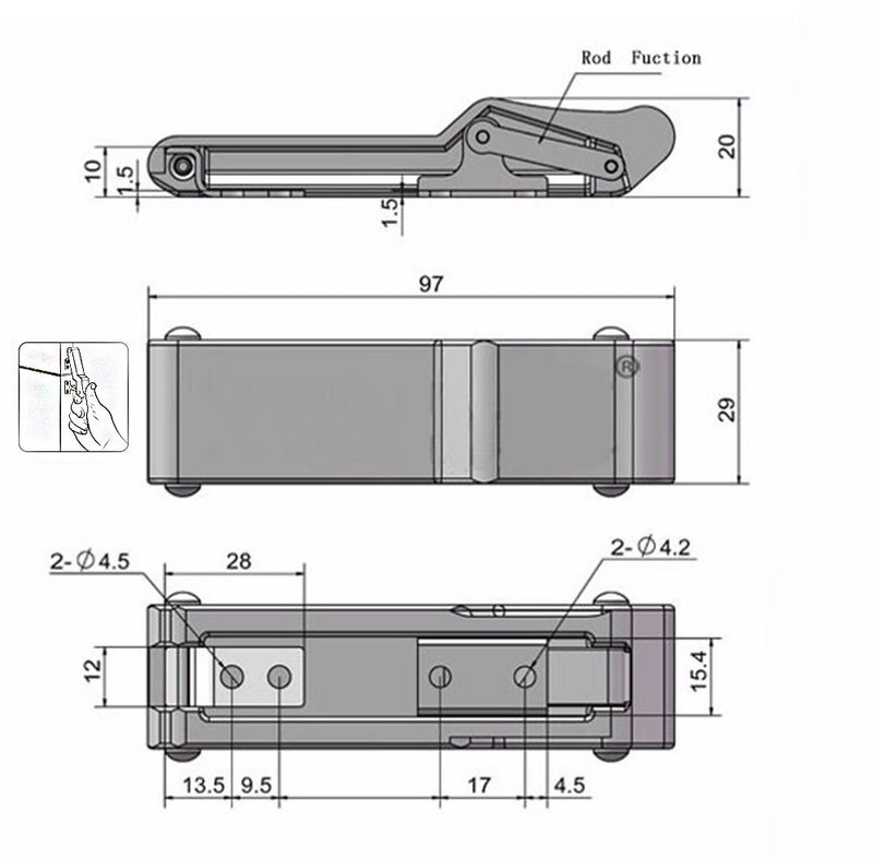 [Australia - AusPower] - X-Haibei 4 inch Flexible Draw Latch Soft Black Rubber Over Center Boat Latch Door Handle 