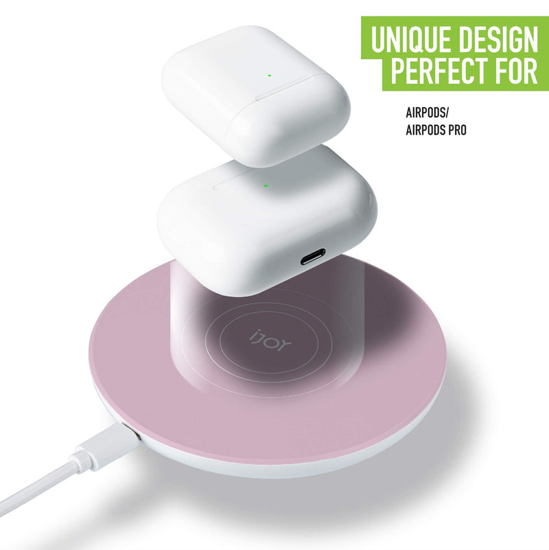 [Australia - AusPower] - iJoy Pink Wireless Charger, 10W Super Fast Charging Pad, QI Certified Compatible with iPhone 11/11 Pro Max, Max/XR/XS/X/iPhone 8, Samsung Galaxy S20/ S10 / S9/ S8, Airpod Pro 
