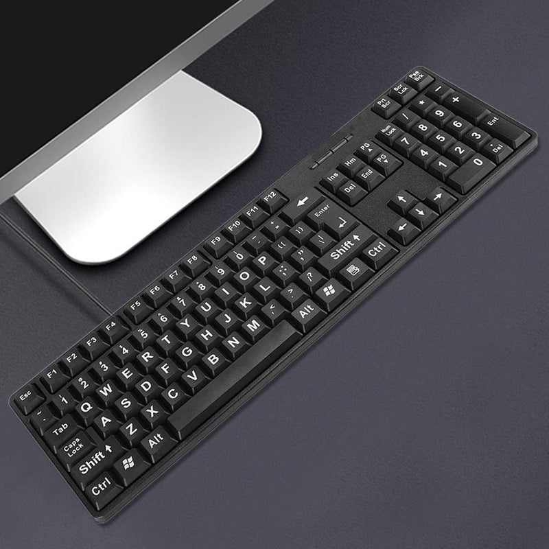 [Australia - AusPower] - Wired PC Keyboard,104-Key USB Silent Computer Keyboard,Large Character Ergonomic Inclination,Suitable for Windows/PC/Laptop/Desktop/Surface (Black) 