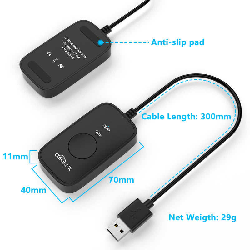 [Australia - AusPower] - Cloudeck Mouse Jiggler Undetectable, Computer USB Mouse Mover, Gaming Automatic Continuous Clicker, Mouse Assistive Click Device, Plug & Play, Simulate Mouse Pointer Movement to Prevent PC Going Sleep 