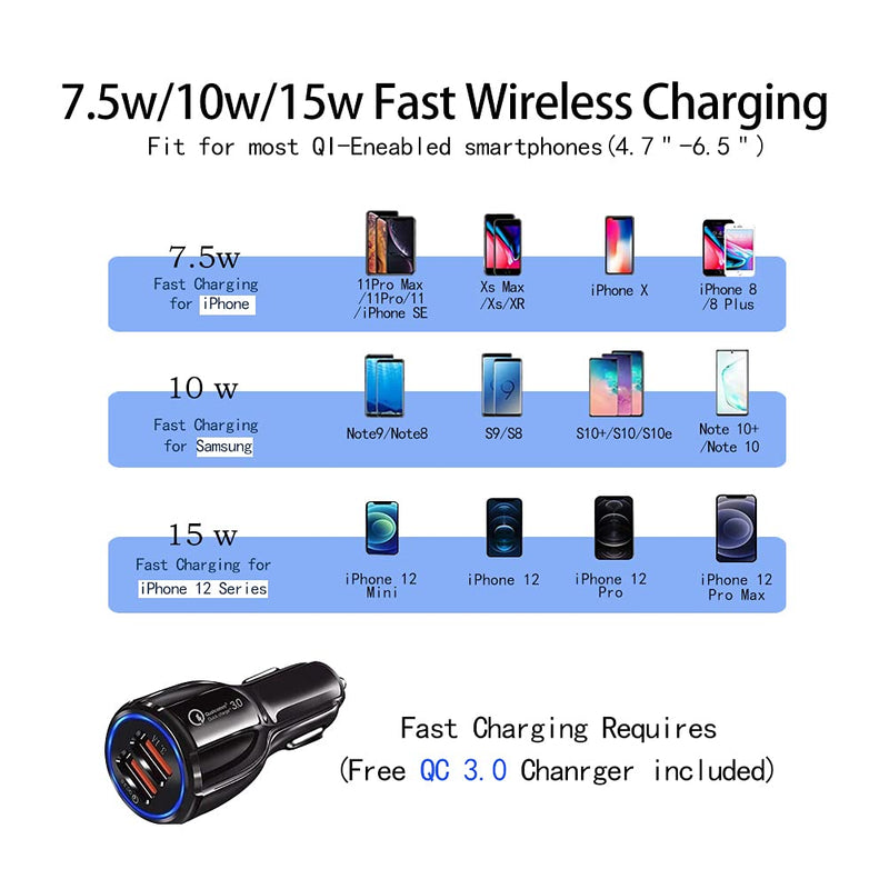 [Australia - AusPower] - Wireless car Charger Mount,15W qi Charging Cup Phone Holder Smart Sensor auto clamp for car Vent iPhone 8 xr xs 12 Plus max Samsung Galaxy s10 s9 Plus Cup holder phone charger mount 