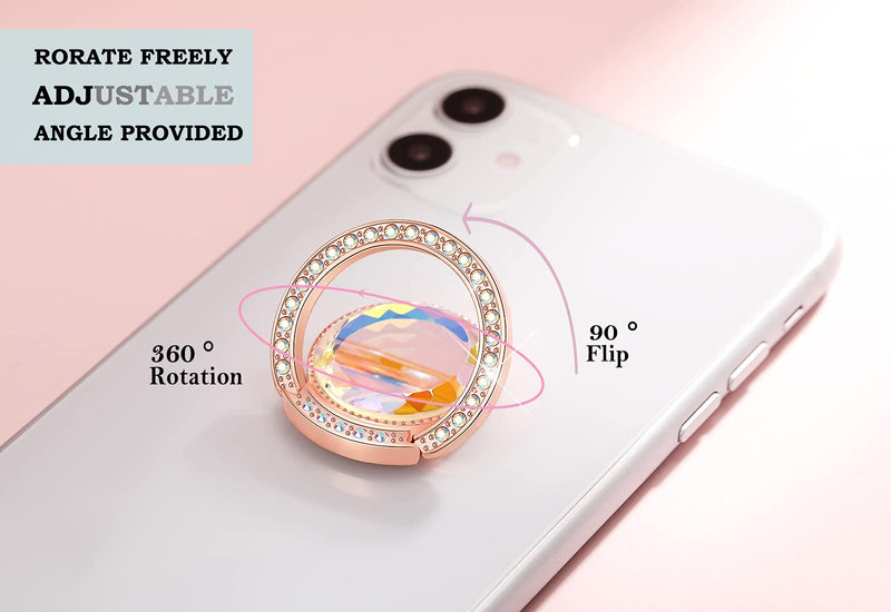 [Australia - AusPower] - lenoup Glitter Bling Bling Phone Ring Holder,Sparkle Phone Ring Grip Artificial Stand with Flat Diamond ,Flat Rhinestone Cell Finger Ring for Phones,Pad(Rose Gold) Rose Gold 