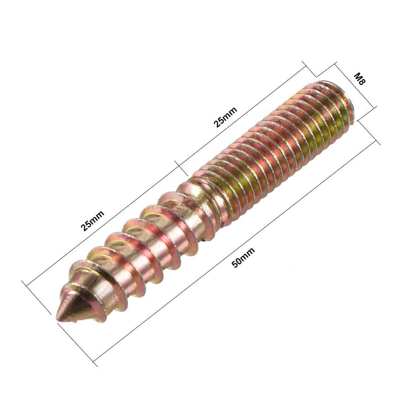 [Australia - AusPower] - uxcell M8 Hanger Bolts Length 2"(50mm) Double Headed Bolts Self-Tapping Screw 8mm Wood Joint Furniture Legs 15pcs 
