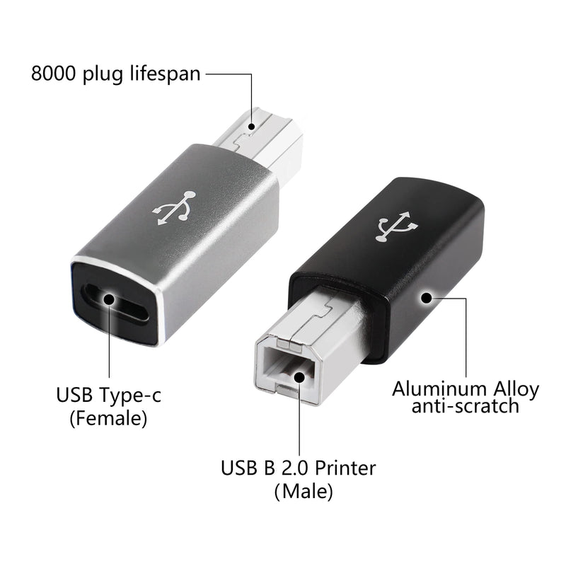 [Australia - AusPower] - USB C to USB B Adapter YACSEJAO 4-Pack USB C Female to Printer Male Converter Adapter Compatible with MIDI，Printers，Electric Piano and Synthesizers Devices 