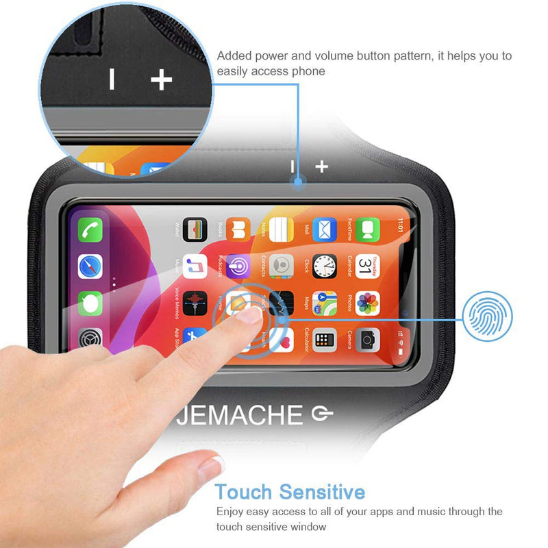 [Australia - AusPower] - iPhone 13 Pro, 12 Pro, 11 Pro, X, XS Armband, JEMACHE Water Resistant Gym Workouts Running Arm Band Case for iPhone X, XS, 11Pro, 12, 12Pro, 13, 13 Pro with Card Holder (Black) Black 