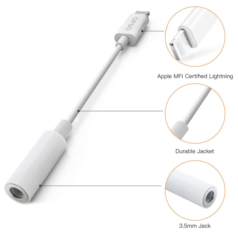 [Australia - AusPower] - [Apple MFi Certified] Lightning to 3.5 mm Headphone Jack Adapter Compatible with iPhone 12 mini/12 Pro Max/11/8/8 Plus/X/Xr/Xs/7/7 Plus, Music Control & Calling Function ,Support iOS 13,12,11and More Adapter-1PC 