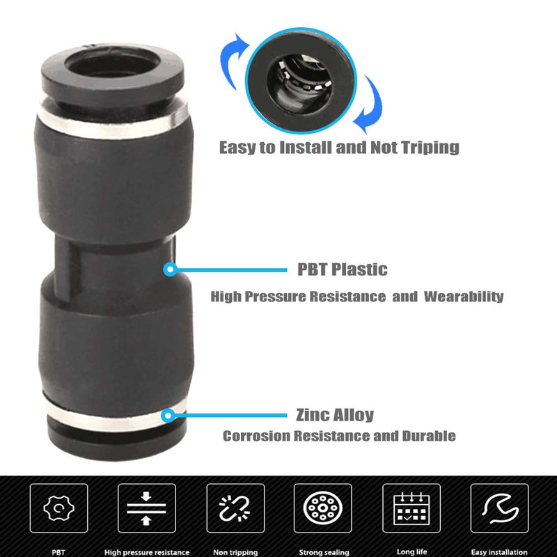 [Australia - AusPower] - Jienk 10PCS Pneumatic Push to Connect Fittings, PBT Plastic Union Straight 1/2"x 1/2" Tube OD Quick Connector for Home Garage Air Brake Air Compressor 1/2"x 1/2" 