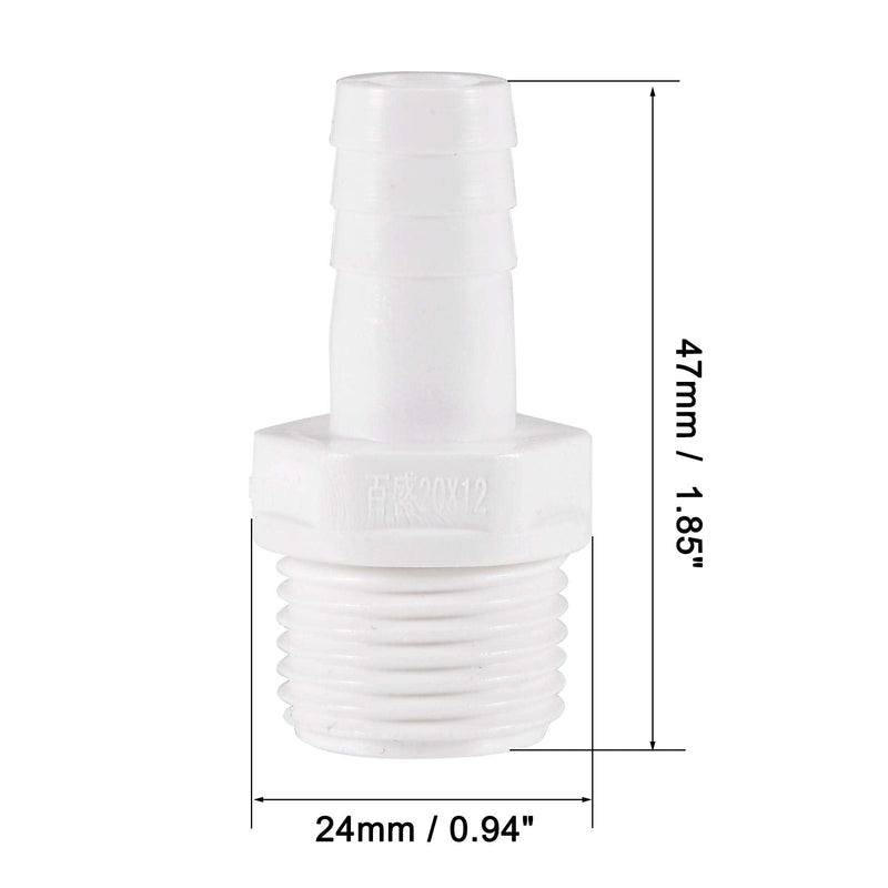 [Australia - AusPower] - uxcell PVC Tube Fitting Adapter 12mm Barbed x G1/2 Male White for Aquariums, Water Tanks, Tubs, Pools 6Pcs 