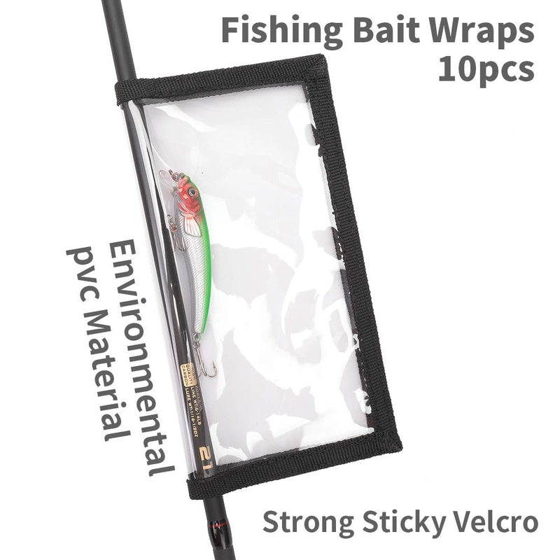 [Australia - AusPower] - HomDeak Fishing Lure Wraps 10 Packs Durable Clear PVC Lure Covers Keeps Fishing Safe Easily See Lures Fishing Hook Covers Bait Storage 5 Large 4.3" W x 7.9" L + 5 Medium 3.9" W x 7.1" L 