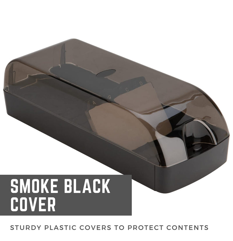 [Australia - AusPower] - 1InTheOffice Business Card File Holder, Name Card Organizer with Dividers and Index Tabs, Smoke/Black 650 Cards Capacity 