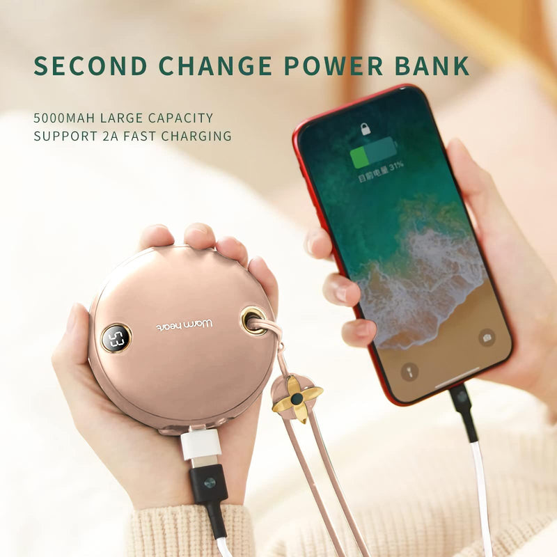 [Australia - AusPower] - MEYHLEEYA Hand Warmer Rechargeable Mini USB Portable Power Bank 5000mAh Bothside Quick Heat for Outdoor Sports, Camping, Golf, Fishing, Ideal (Pink) Pink 