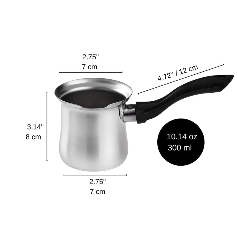 [Australia - AusPower] - DESTALYA Turkish Coffee Pot, 10.14 fl oz Stainless Steel Ibrik Cezve Briki Arabic Greek Pot, Butter Chocolate Milk Warmer, Sauce Maker, Small Hot Pot with Spout for Stove top, Cezve (Coffee Pot Black) Coffee Pot Black 