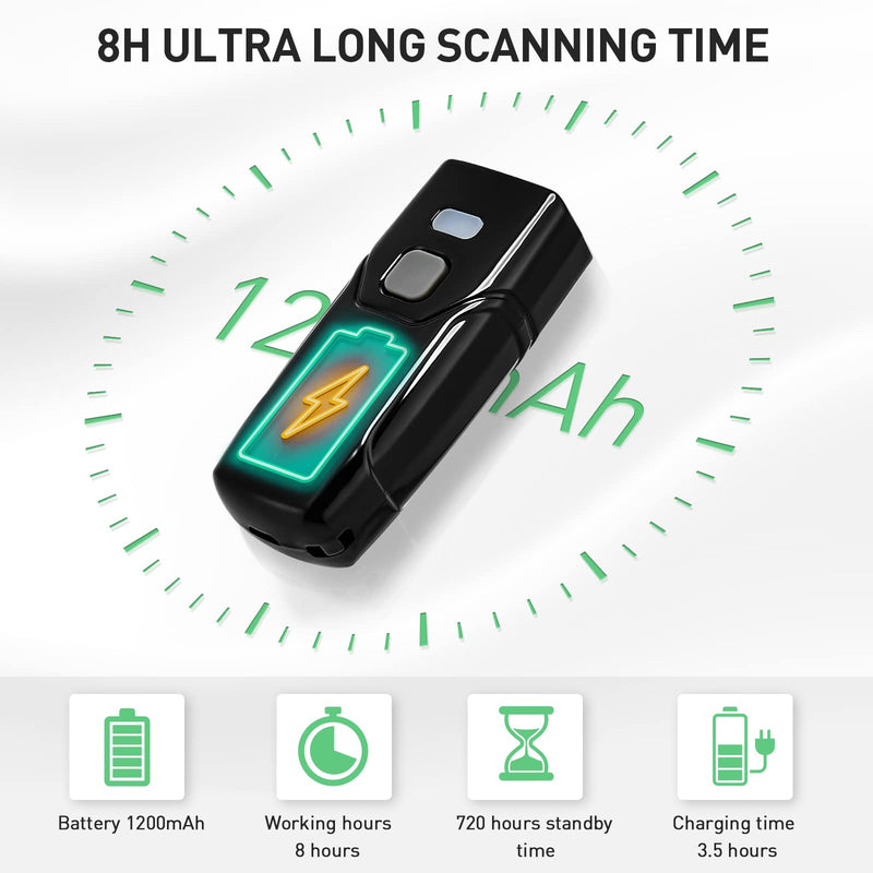 [Australia - AusPower] - JRHC Mini 2D 1D Bluetooth Barcode Scanner, 3-in-1 4.2 Bluetooth & USB Wired & 2.4G Wireless Barcode Reader Portable Bar Code Scanning Work with Windows, Android, iOS, Tablets,Computers or Mobile Phone 