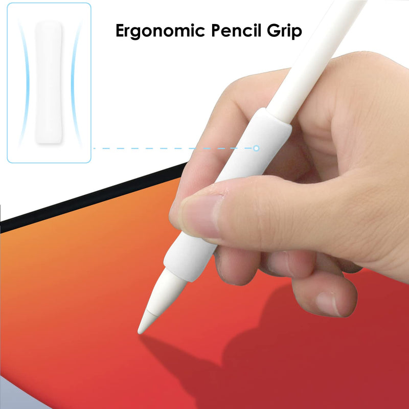 [Australia - AusPower] - ProElife 2-Pack Ergonomics Grip Holder for Apple Pencil 2nd Gen Stylus Accessories, Slim Silicone Protective Sleeve Cover Holder without Interference for Apple Pencil 2 Magnetic Charging (Black/White) Black/White 