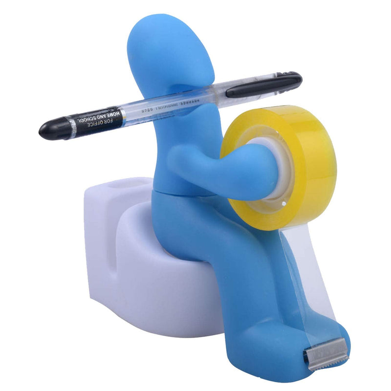 [Australia - AusPower] - Funny Office Gift - The Butt Station Desk Accessory Tape Dispenser, Paper Clip, Sticky Notes & Pen Holder, Gag Gift for Coworker (Blue) 