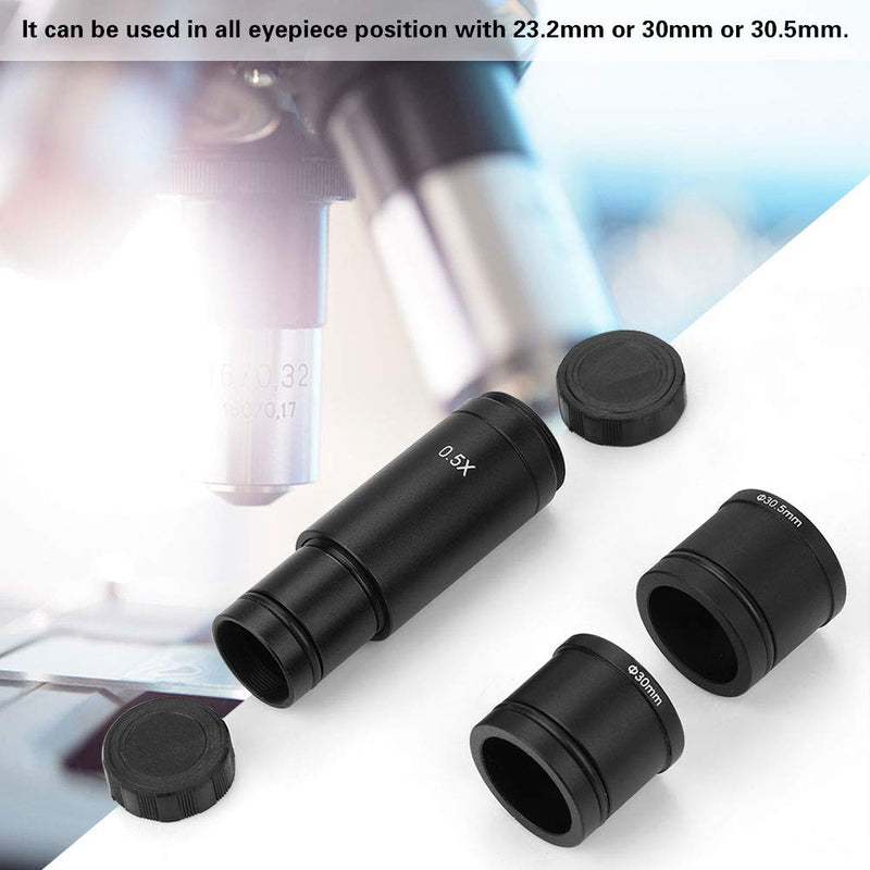 [Australia - AusPower] - Hakeeta Microscope Adapter, 0.5X C-Mount Reduction Lens Eyepiece Lens 23.2mm Mounting with 30mm 30.5mm Ring Adapter Applicable for Biomicroscope Stereo Microscope, CCD Camera and Digital Eyepiece. 