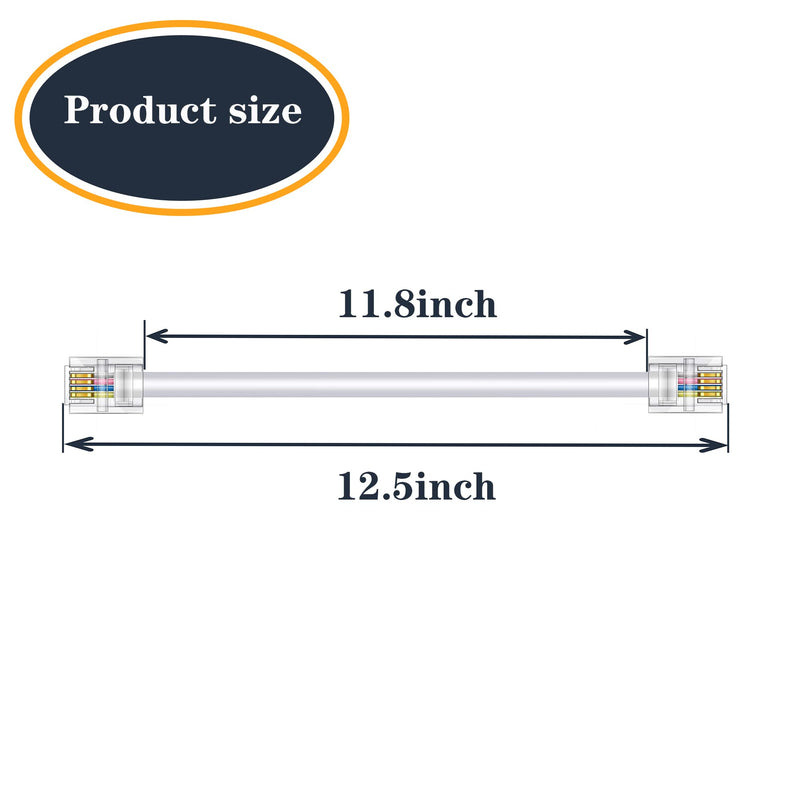 [Australia - AusPower] - Ubramac 3Pack Phone Cord Phone Telephone Extension Cord 1ft Cable Line with Standard RJ11 6P4C Plugs for Landline Phone and Fax,(White, 1Feet) 