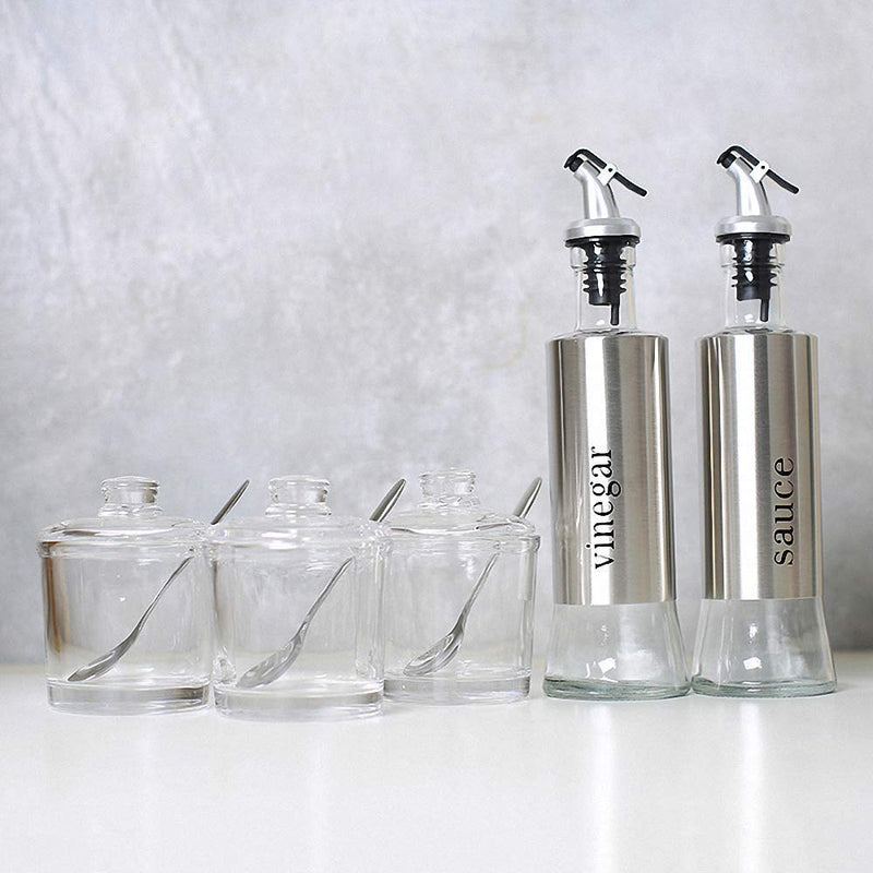 [Australia - AusPower] - Classic Clear Glass Sugar Bowl Set with Lid Serving Spoon Salt Pot Pepper Storage Jar Seasoning Pot Dispenser Container Sugar Box Condiment Spice Racks Holder for Home Kitchen 1 Piece 