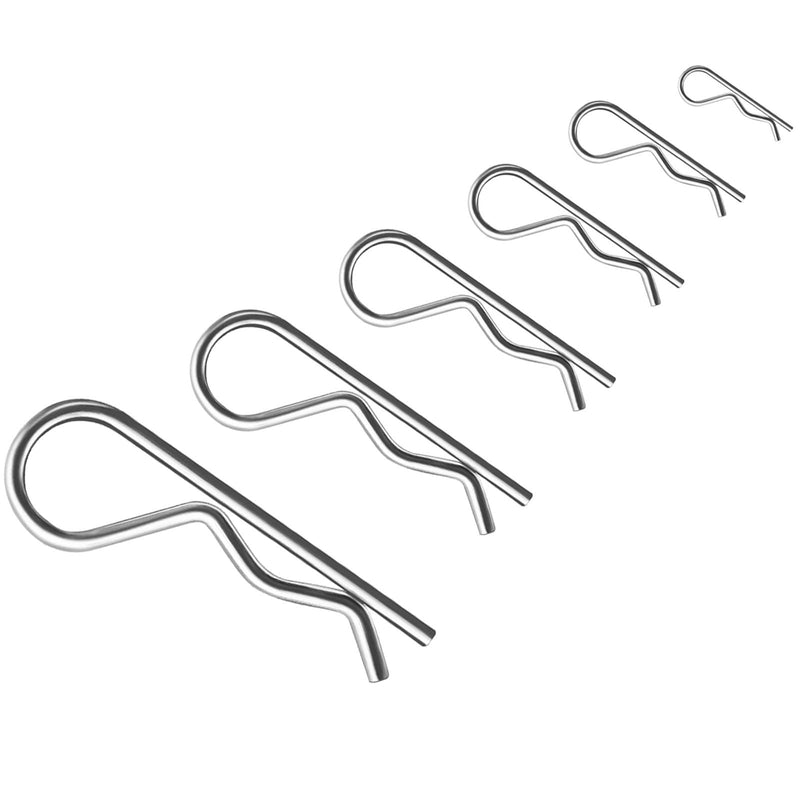 [Australia - AusPower] - Cotter Pin Assortment Kit, R Clips Heavy Duty Zinc Plated Cotter Pin Spring Fastener Assortment Kit Hitch Pins Clips Cotter Clip for Hitch Pin Lock System, Cotter Pins 24 PCS 