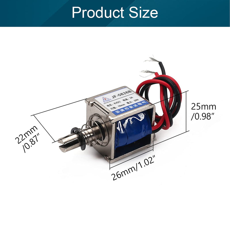 [Australia - AusPower] - Heyiarbeit DC 6V 20N Push Pull Type Solenoid Electromagnet 2A 12W 10mm Stroke Open Frame Solenoid, Linear Motion, JF-0826B-6V 