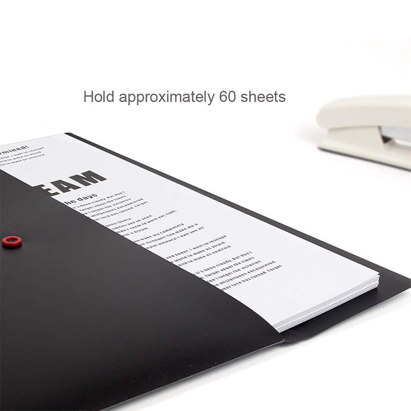 [Australia - AusPower] - VANRA Poly File Folder Pockets File Jacket Plastic Envelope Flat Document Letter Organizer with Snap Button Closure A4 Letter Size (Pack of 5, Black) A4 Size: 12.6”L x 9"H 