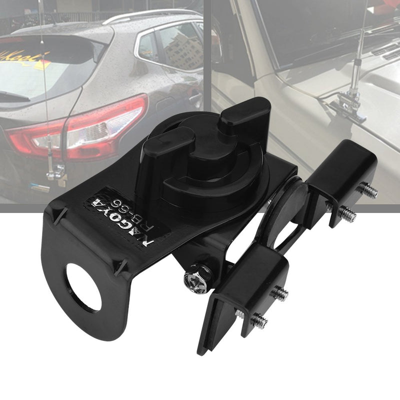 [Australia - AusPower] - Tosuny Car Antenna Mount, Stainless Steel Car Vehicle Mobile Antenna Clip Bracket Holder, Equipped with Dismantling Device - Black 