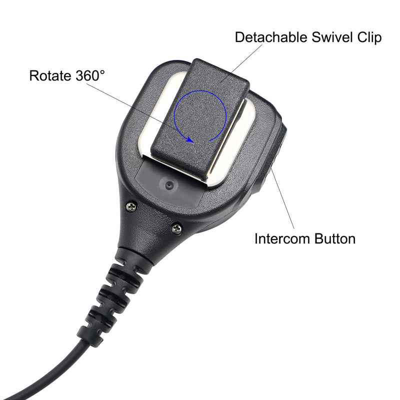 [Australia - AusPower] - 2 Pin Shoulder Mic Speaker 2 Way Radio Microphone, Walkie Talkie Handheld Speaker with PPT Mic with External 3.5mm Earpiece Jack, Compatible with 2.5mm/3.5mm 2-Pin Kenwood Baofeng Two-Way Radios 