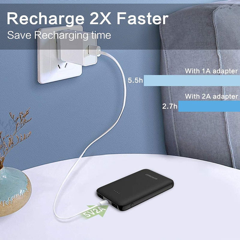 [Australia - AusPower] - Small Power Bank Metecsmart Mini Portable Charger 5V 2A 5000mAh USB External Backup Lightweight Travel Thin Ultra Slim Tiny Mobile Rechargeable Battery Pack for Cell Phones iPhone 11 Samsung Android 