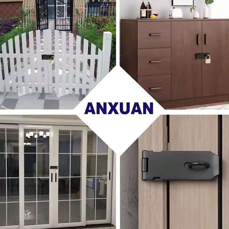 [Australia - AusPower] - Axuansor Padlock Hasp Latch Lock 3 Inch Stainless Steel Door Locks Hasp Latch Matte Black Hasp Lock Gate Hasp for Door Shed Cabinet with Screws 2 PCS 