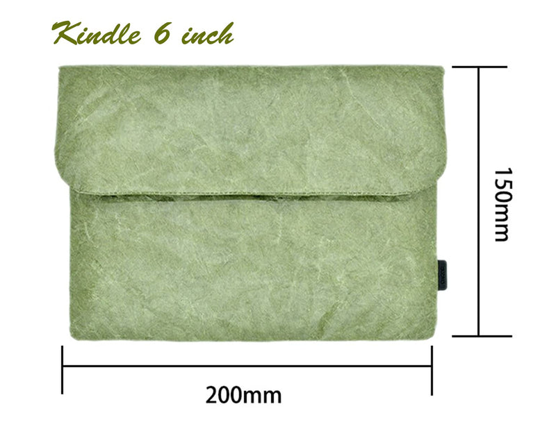 [Australia - AusPower] - Vintage/Retro Style Tyvek Paper Tablet Sleeve Case, Bag, Pouch for Kindle 6 inch, Kindle Oasis 7 inch Sleeve Case, Water Repellent, Scrapbooking Stickers Organizer Kindle 6" Green 