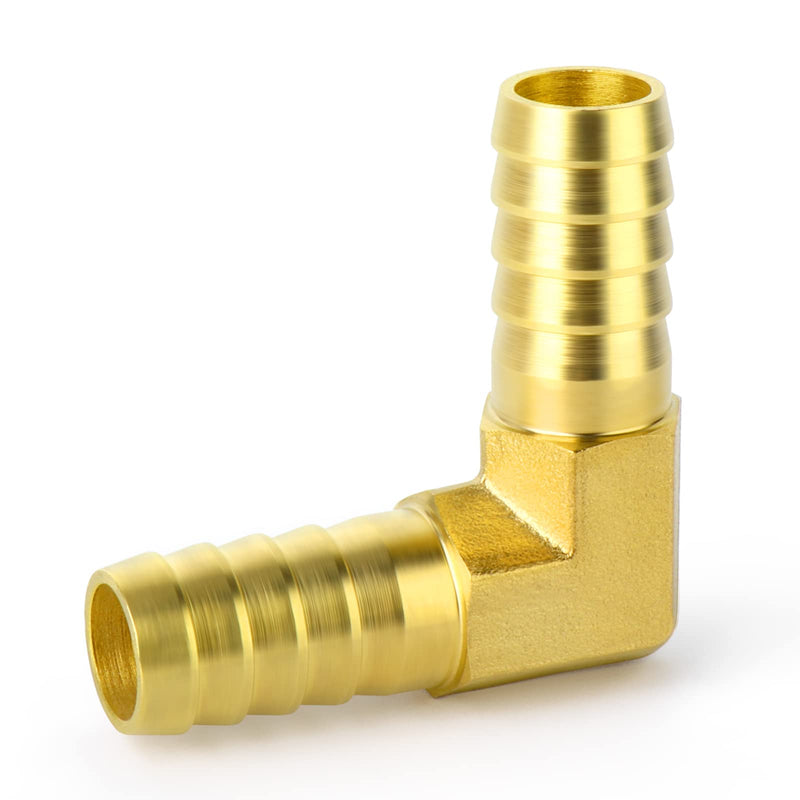 [Australia - AusPower] - GASHER 2 Pieces Brass Hose Barb Reducer, 3/8 Inch to 3/8 Inch Barb Hose ID 90 Degree L Right Angle Elbow with 4 Hose Clamps, Brass Barb Reducer SPLICER Fitting Fuel/AIR/Water/Oil/Gas/WOG 3/8" Barb 