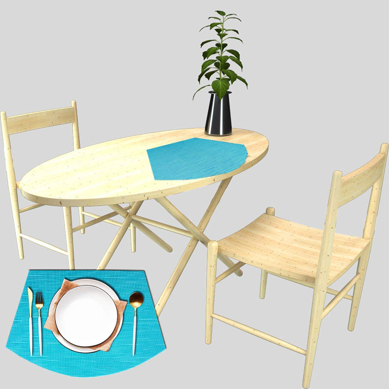 [Australia - AusPower] - pigchcy Wedge Shaped Placemats for Dining Table Cross-Weave Washable Vinyl Placemat Heat Resistant Round Table Mats Set of 4 (Teal Blue) 4pcs 12"x18" Bamboos: Aquamarine Blue 