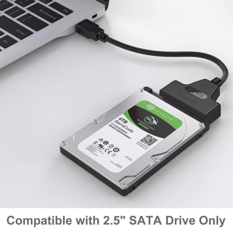 [Australia - AusPower] - EYOOLD SATA to USB 3.0 Adapter Cable for 2.5 inch Hard Drive HDD/SSD, Hard Drive Adapter Converter Support UASP (Black) Black 