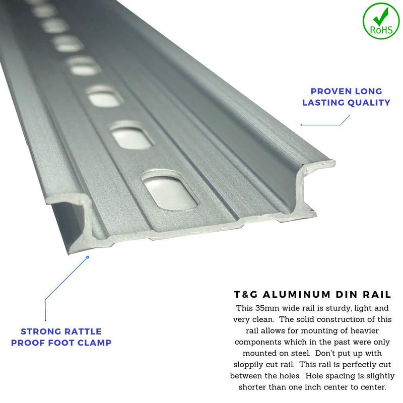 [Australia - AusPower] - T&G 10 Pieces DIN Rail Slotted Aluminum RoHS 8" Inches Long 35mm Wide 7.5mm High 