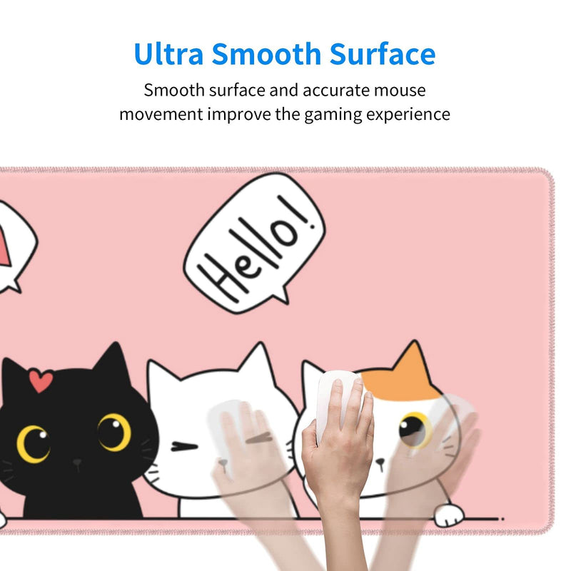 [Australia - AusPower] - Pink Cute Kittens Cat Gaming Mouse Pad Large XL Girls Kawaii Desk Mat Long Extended Pads Big Mousepad for Home Office Decor Accessories 1 