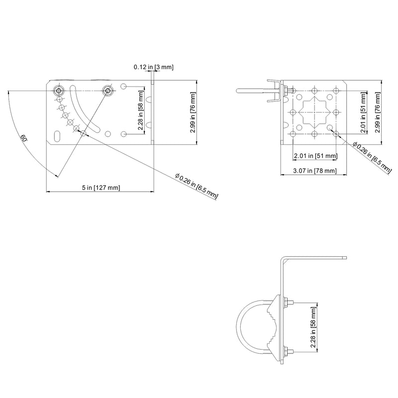 [Australia - AusPower] - Pole Mount Bracket to Wall Hardware Accessories for Signal Booster Outside Home Antenna Pole Holder Wall Mount Mast Clamp Adjustable Angle 
