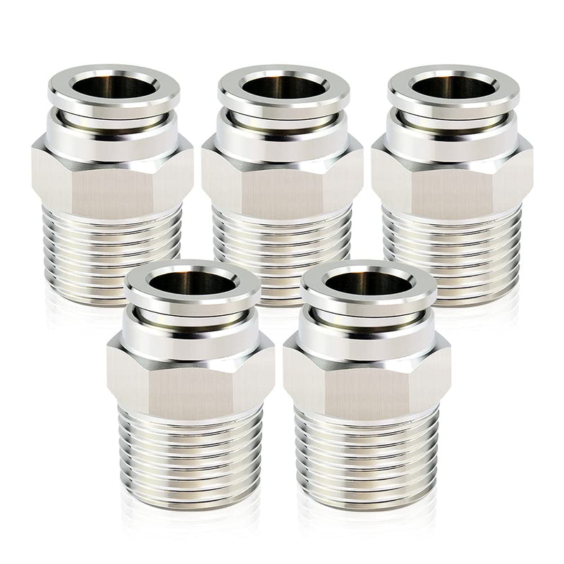 [Australia - AusPower] - TAILONZ PNEUMATIC Stainless Steel Male Straight 1/2 Inch Tube OD x 1/2 Inch NPT Thread Push to Connect Fittings PC-1/2-N4 (Pack of 2) 1/2''OD 1/2''NPT 
