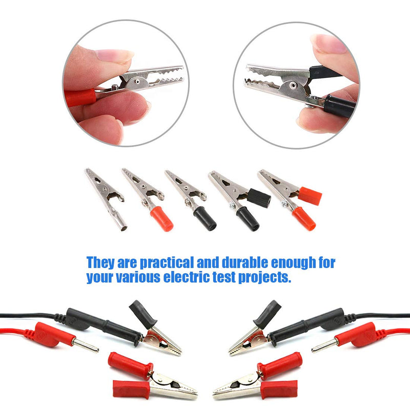 [Australia - AusPower] - Glarks 100Pcs 3 Style 2.1''/53MM Metal Alligator Clips Crocodile Electrical Test Clamps Assortment Kit for Laboratory Testing, 50pcs with Red Black Plastic Hands and 50pcs no Cap 