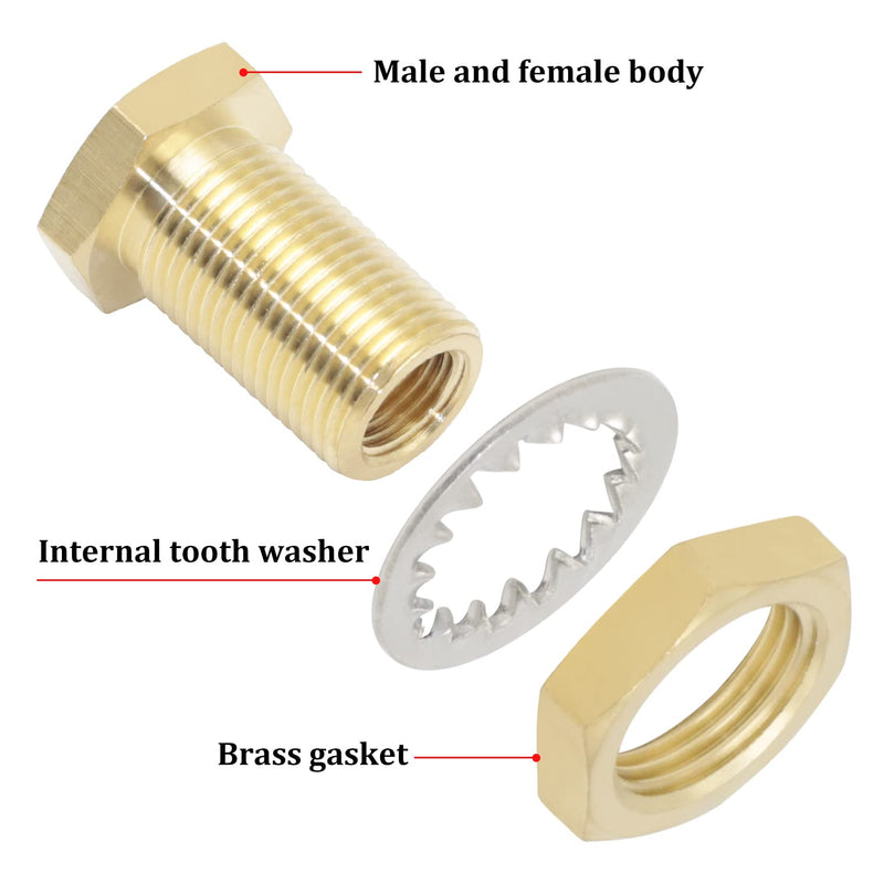 [Australia - AusPower] - CheeMuii 4pcs Bulkhead Brass Pipe Fitting Anchor Coupling Bulkhead Tank Fitting Bulkhead Tank Fitting Frame Hose Connector Yellow 