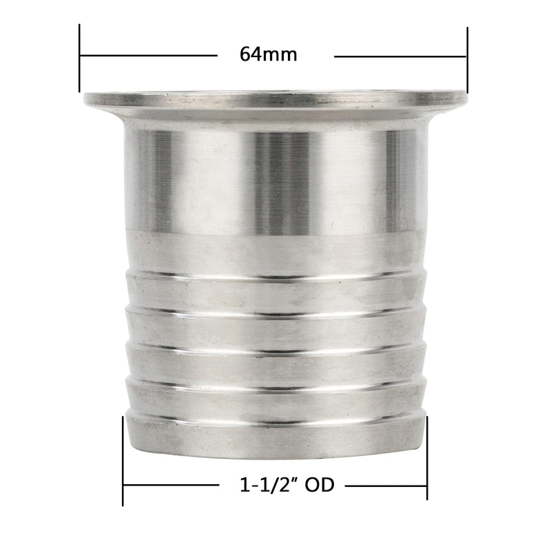 [Australia - AusPower] - Pysrych 2" Tri Clamp to 1-1/2" Hose Barbed Adapter SUS304 Sanitary Hose Pipe Fitting 1-1/2" Barb 