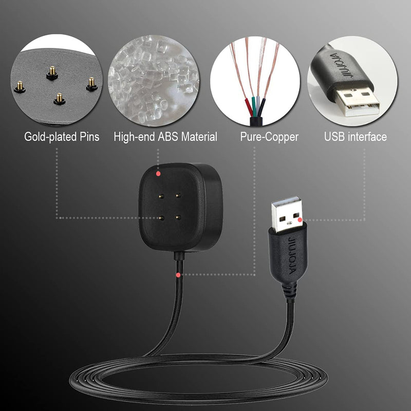 [Australia - AusPower] - 2Pack Compatible with Fitbit Versa 3 /Sense Charger, （Not for Versa/Versa 1/Versa 2）Replacement Charging Cradle Dock Stand Cable for Smart Watch Versa 3 2packs Charging cord 