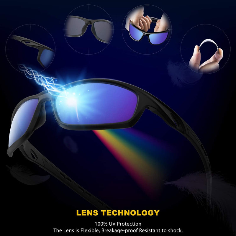 [Australia - AusPower] - RIVBOS Sunglasses for Men Women Polarized UV Protection Sports Fishing Driving Shades Cycling RB833 833-black Ice Blue Lens 