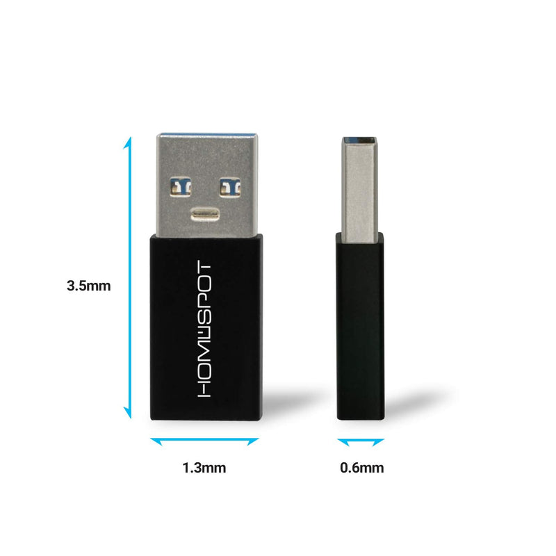 [Australia - AusPower] - HomeSpot USB-C Reversible Design to USB-A Male Adapter Premium Aluminum Body Ultra Portable 5Gbps Data Speed Compatible with iPad Samsung Galaxy Huawei Smartphones Black 1 Pack 